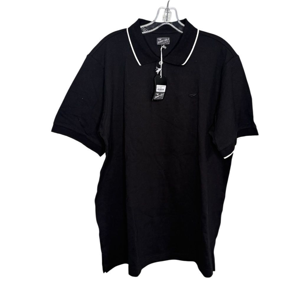 NWT Benny Gold black and white Pique Polo Short Sleeve medium
